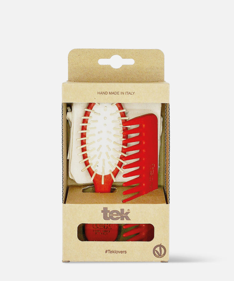 Set de Coiffure 2 pièces en Frêne TEK Rouge